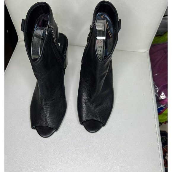 Blondo Women's Genuine Leather Open Toe Ankle High Heel Booties Black Size 11 - Picture 2 of 8